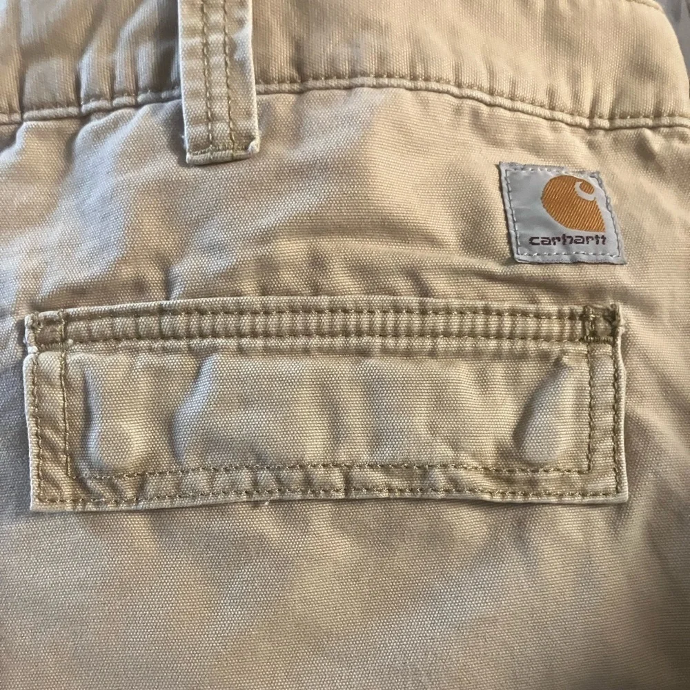 Carhartt Khaki Cargo Workwear Utility Casual Snap Pockets Zip Pants Mens 44 X 30